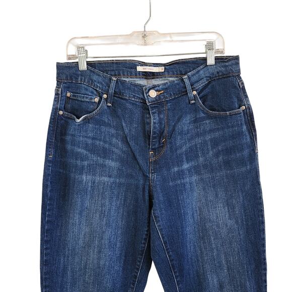 Levi's 505 Mid Rise Straight Leg Jeans Pockets Dark Wash Blue Denim Size 31 - Picture 3 of 9